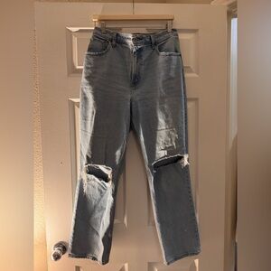 Abercrombie & Fitch Light Blue Ripped Straight Leg Jeans